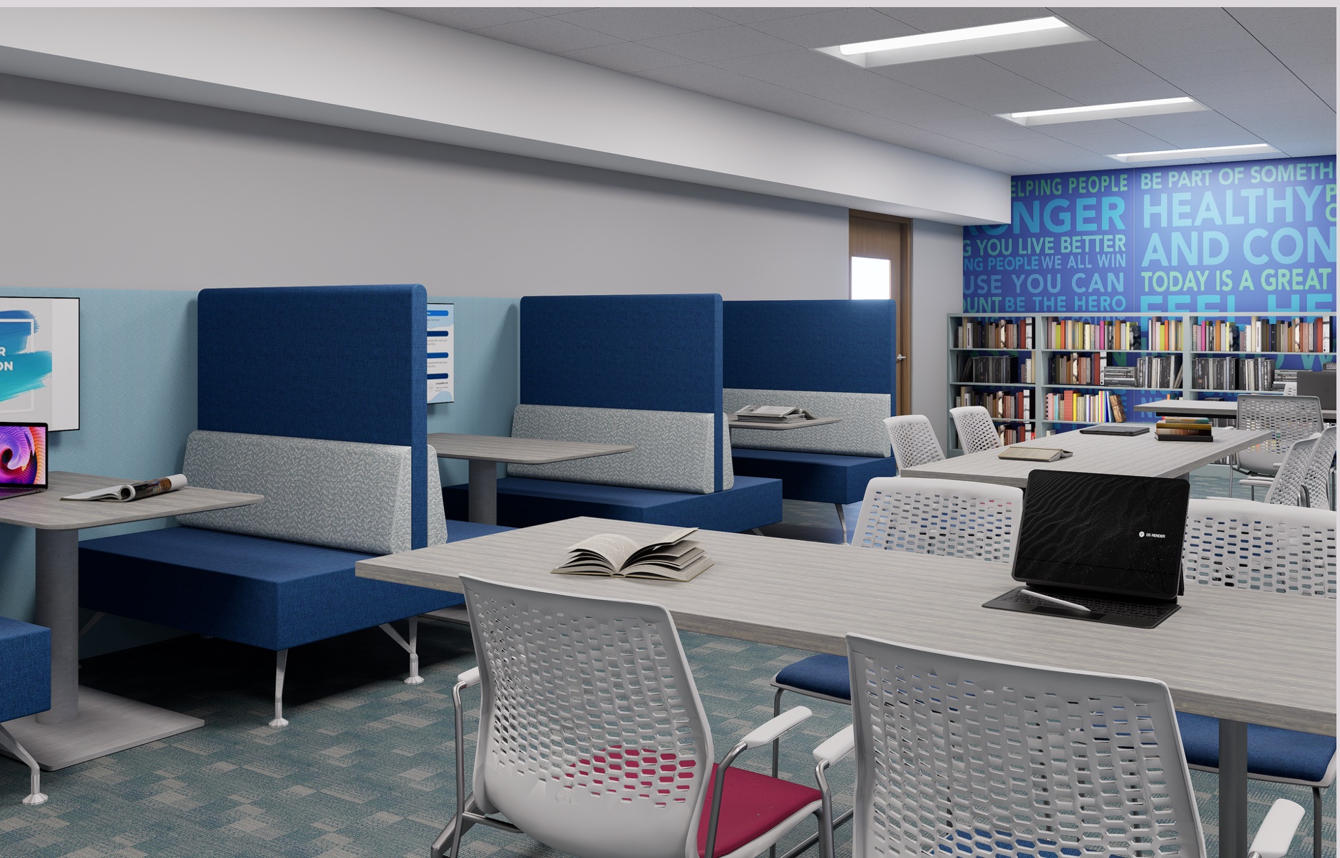 Renovated library — study booths area
